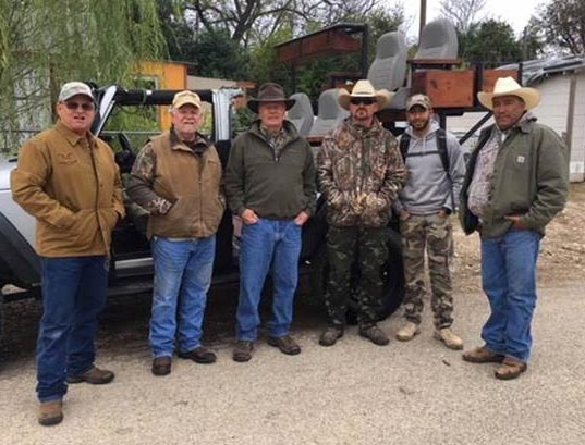 Group photo of the hunters from the Wounded Warrior event at Hawkins ranch